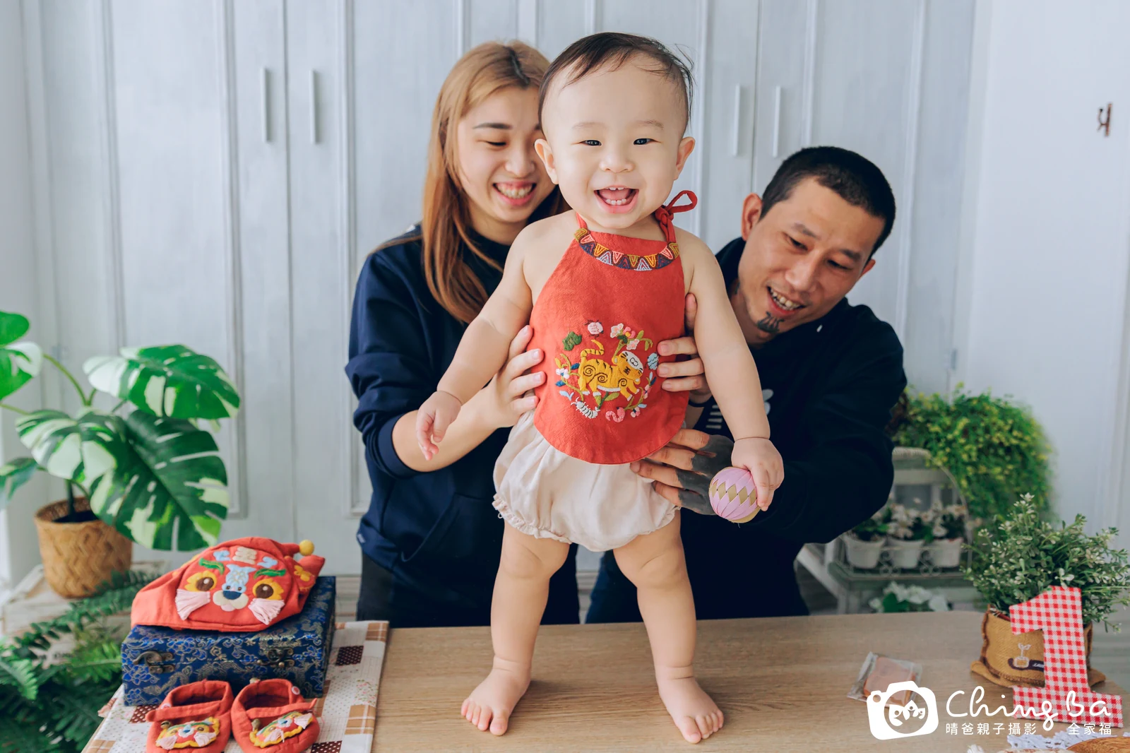 言的台中小家庭抓周拍攝現場