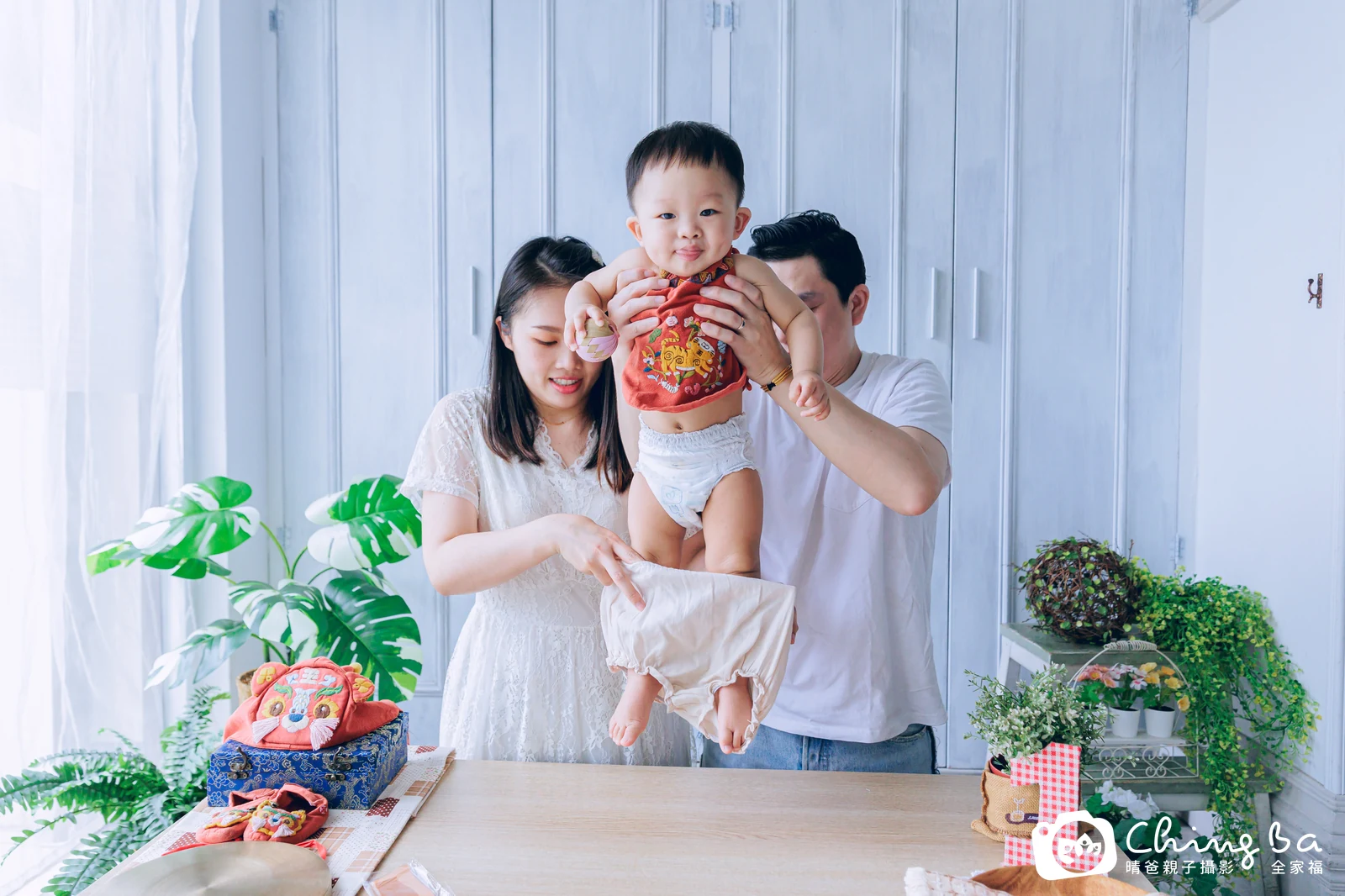 杉的台中小家庭抓周拍攝現場