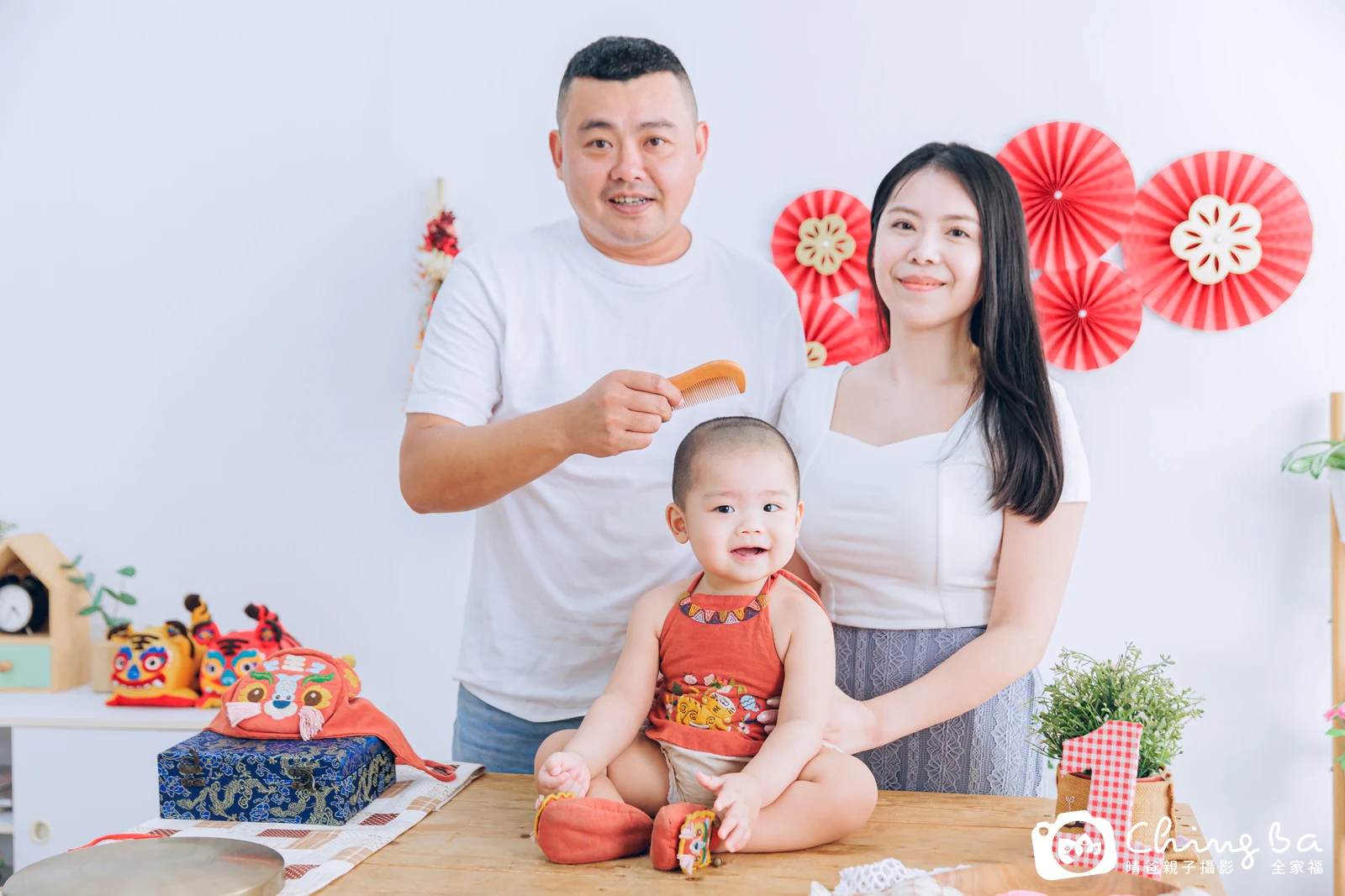 山的台中小家庭抓周拍攝現場