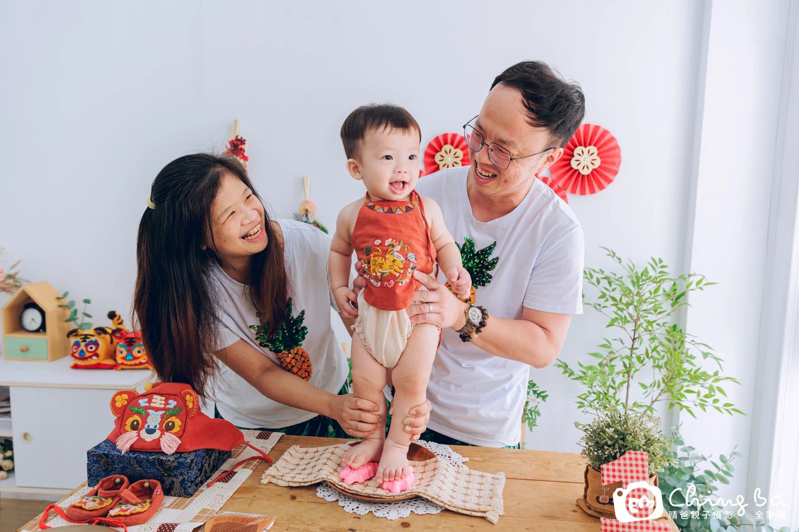 小老虎的台中小家庭抓周拍攝現場