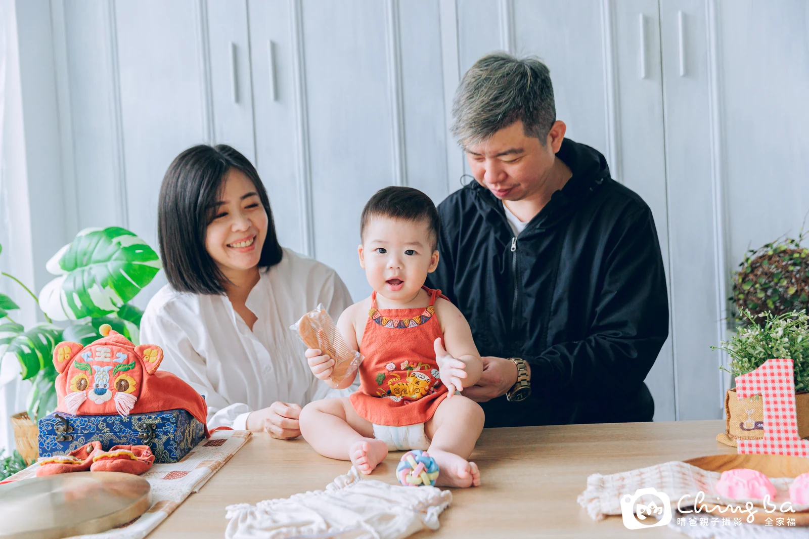 小牛排的台中小家庭抓周拍攝現場