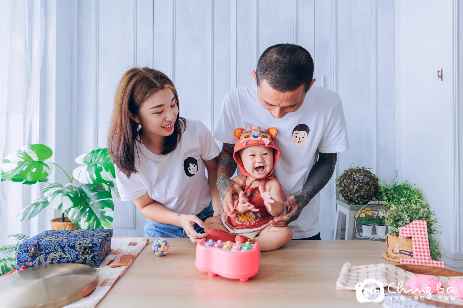 承的台中小家庭抓周拍攝現場