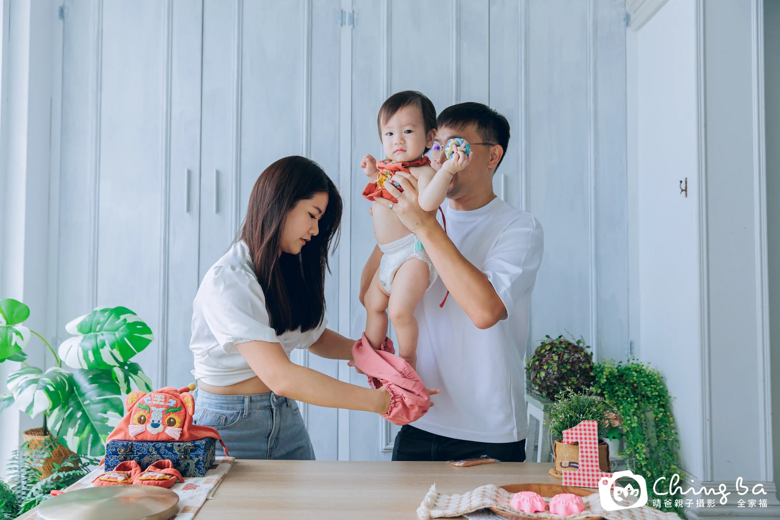 小優格的台中小家庭抓周拍攝現場