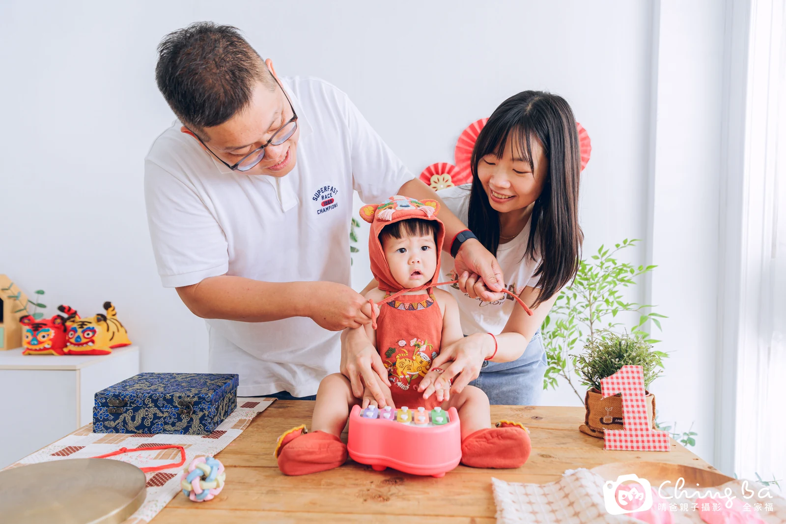 呈呈的台中小家庭抓周拍攝現場