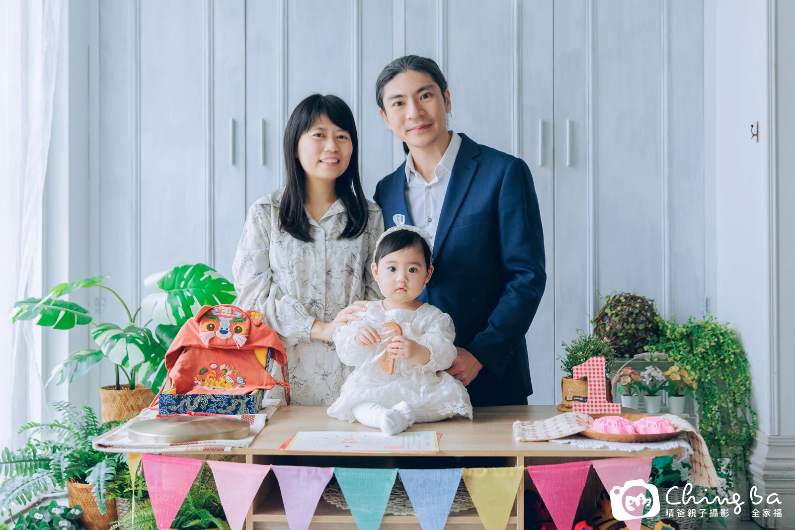白白的台中小家庭抓周拍攝現場