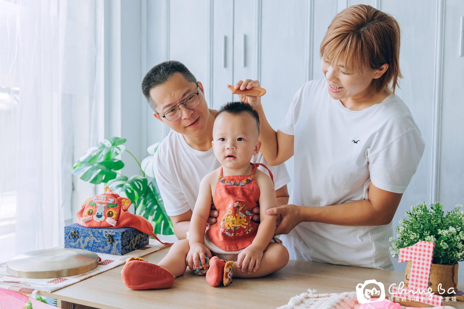 星星的台中小家庭抓周拍攝現場